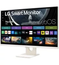 LG 27SR50F-W 27″ FHD Smart Monitor with webOS & Built-in Speakers, side view