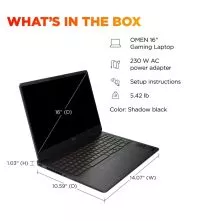 HP Omen 16-ap0053dx Gaming laptop - AMD Ryzen 9 8940HX, 32GB, RTX 5060 dimensions