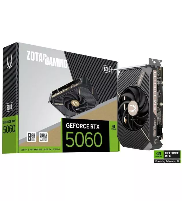 ZOTAC GAMING GeForce RTX 5060 SOLO 8GB GDDR7 Graphics Card ZOTAC GAMING GeForce RTX 5060 SOLO 8GB GDDR7 Graphics Card