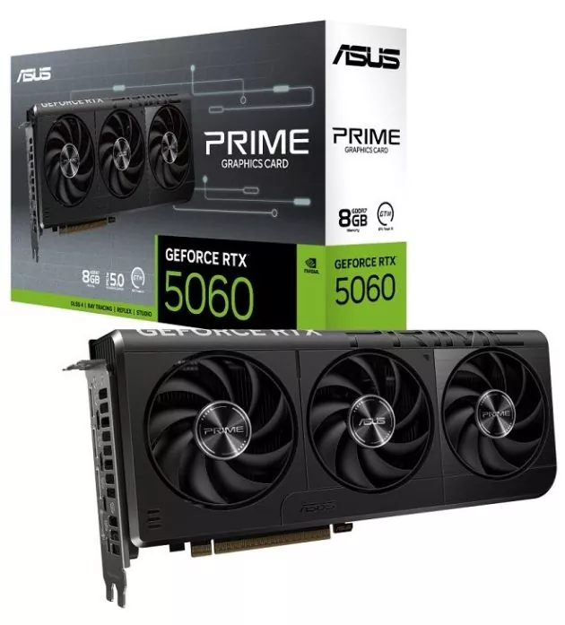 ASUS PRIME GeForce RTX 5060 8GB GDDR7 PCIe 5.0 Graphics Card, retail box