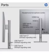 31,5" HP Omnistudio X 32-C1010 AIO Desktop, Ultra 7 256V, 16GB, 2TB, ports view