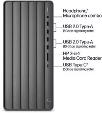HP ENVY TE01-5085T Gaming Desktop - Core i7 14700F, 16GB RAM, RTX 4060, ports view