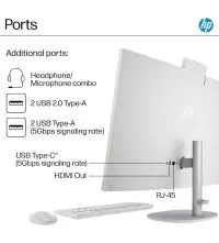 HP 27-CR1057c All-in-One Touch Desktop - Ultra 7 155U | 32 GB RAM, 1TB SSD, ports view