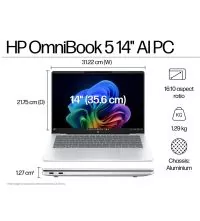 HP OmniBook 5 14" Copilot+ PC Touchscreen - Snapdragon X Plus, dimensions