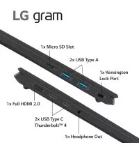 LG GRAM 17 Touchscreen - Ultra 7 258V, 32GB RAM, 1TB SSD, ports view
