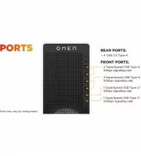 HP OMEN 16L Ryzen 7 8700F Gaming Desktop front ports view