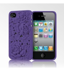 BONAMART ® 3D Rose Flower Blossom Rubber Silicone Soft Cover Case For iPhone 4 4S 4G Black