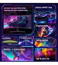 Amzfast 34 Inch Ultrawide Curved Gaming Monitor Features