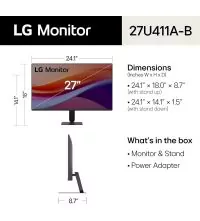 LG 27U411A-B 27 Inch IPS Full HD Monitor Dimensions
