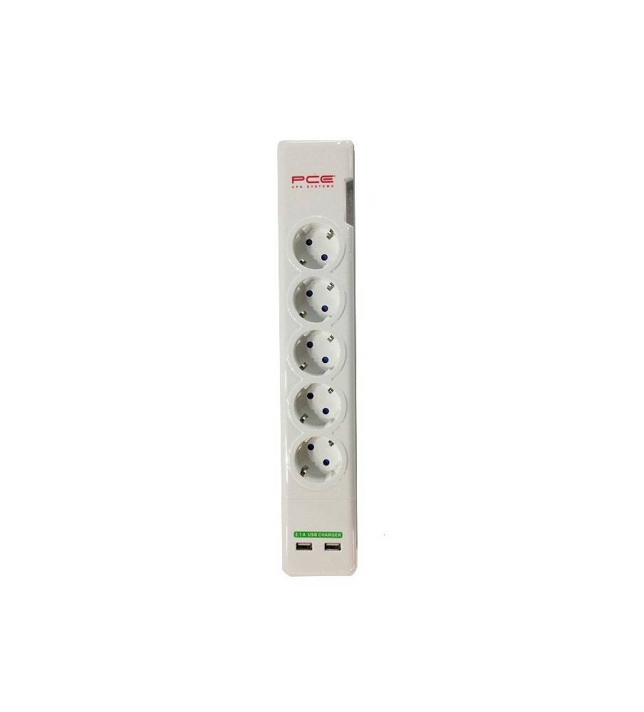 PCE Power Surge Protector + 2 usb charging ports & 5 AC outlets