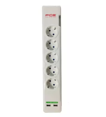 PCE Power Surge Protector + 2 usb charging ports & 5 AC outlets