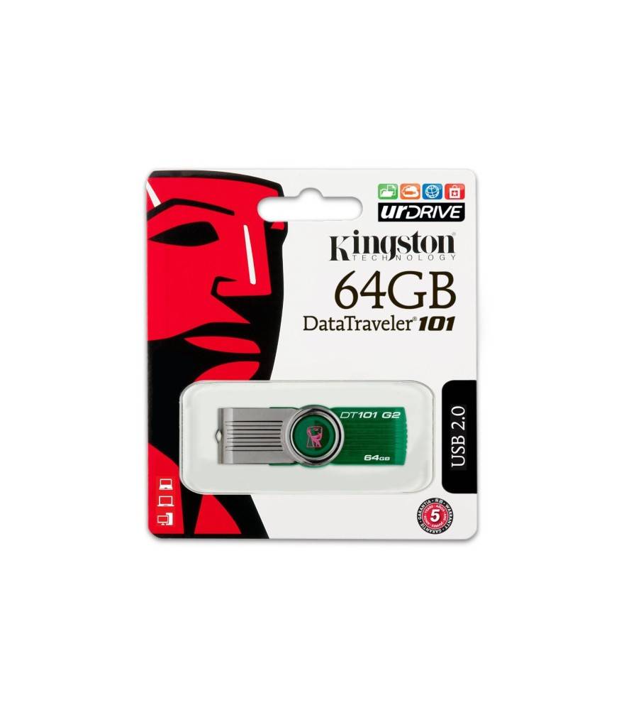 64GB Kingston Digital DataTraveler 101 G2 USB 2.0 Drive - Green