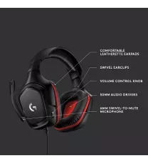 Logitech G332 Stereo Gaming Headset for PC, PS4, Xbox One, Nintendo Switch , BLACK/RED