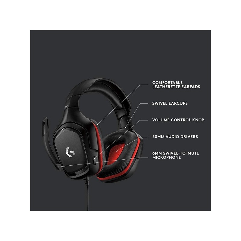 Logitech Gaming Headset G332 Black and Red PC/PS4 