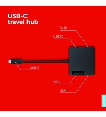 Lenovo USB-C 4 in 1 Travel Docking Station with HDMI VGA USB 3.0