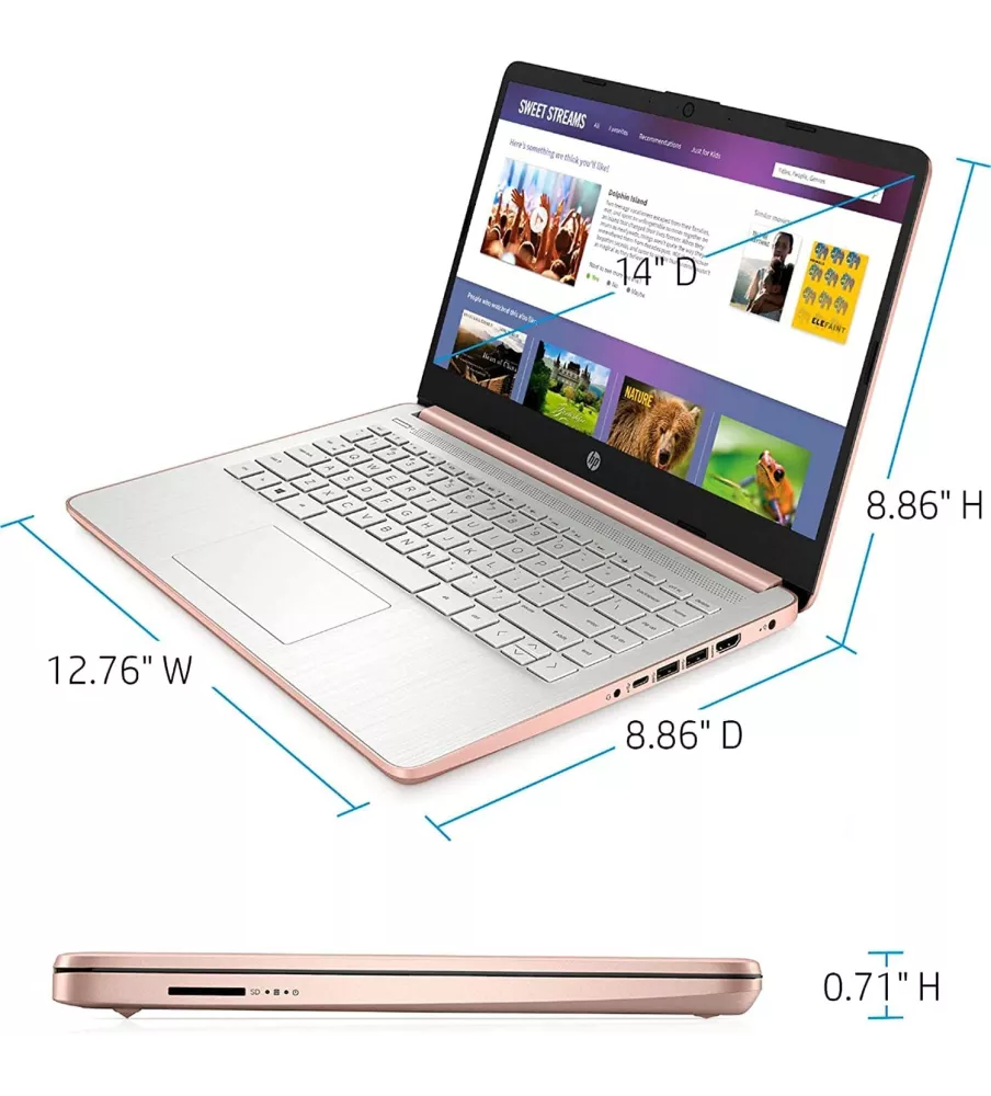 HP 14-DQ0012 intel® N4020 64GB eMMC 4GB 14" (1366×768) TOUCHSCREEN WIN10 S PALE ROSE