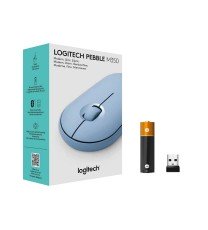 Logitech M350 Pebble Wireless Mouse USB 2.4GHz Blue Gray / Rose