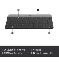 Logitech M470 Keyboard/Mouse Bundle Graphite Wireless Slim