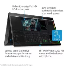 HP ENVY X360 Laptop AMD Ryzen™ 7 5700U 1.8GHz 512GB SSD 12GB 15.6" (1920x1080) TOUCHSCREEN WIN10 FP Reader