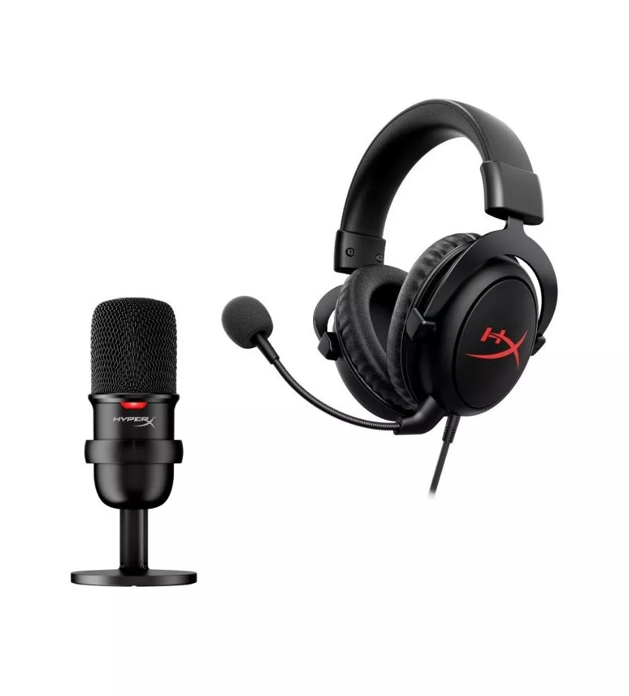 HyperX SoloCast Wired USB Condensor Microphone and Cloud Core Wired 7.1 Surround Sound Gaming Headset