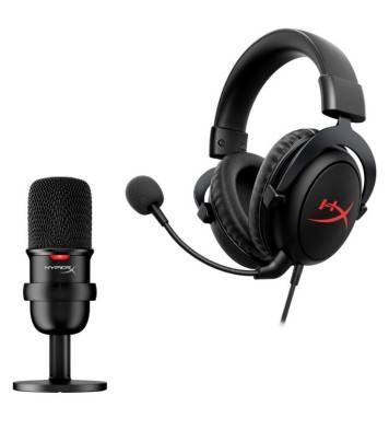 HyperX SoloCast Wired USB Condensor Microphone and Cloud Core Wired 7.1 Surround Sound Gaming Headset