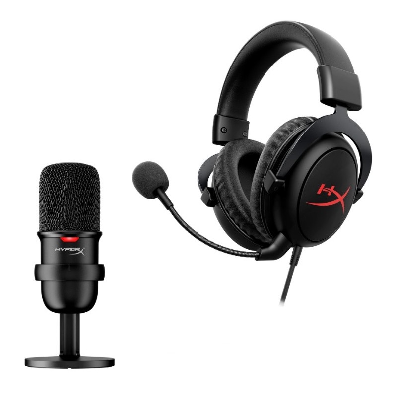 HyperX SoloCast Wired USB Condensor Microphone and Cloud Core Wired 7.1  Surround Sound Gaming Headset