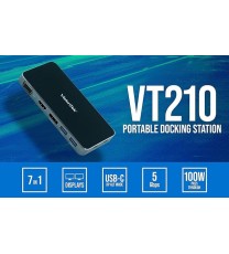 VisionTek VT210 Dual Display USB-C Docking Station with Power Pass-through -DP,HDMI,VGA,2X USB-A,1 USB-C Windows,Mac,Chrome,iPad