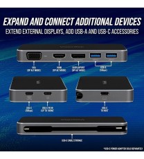 VisionTek VT210 Dual Display USB-C Docking Station with Power Pass-through -DP,HDMI,VGA,2X USB-A,1 USB-C Windows,Mac,Chrome,iPad