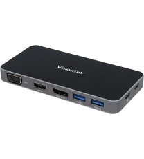 VisionTek VT210 Dual Display USB-C Docking Station with Power Pass-through -DP,HDMI,VGA,2X USB-A,1 USB-C Windows,Mac,Chrome,iPad