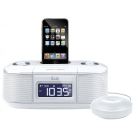 iLuv Vibro I Bed Shaker 30-Pin iPod/iPhone Alarm Clock Speaker Dock (White)