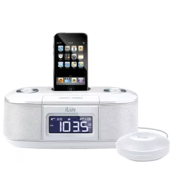 iLuv Vibro I Bed Shaker 30-Pin iPod/iPhone Alarm Clock Speaker Dock (White)