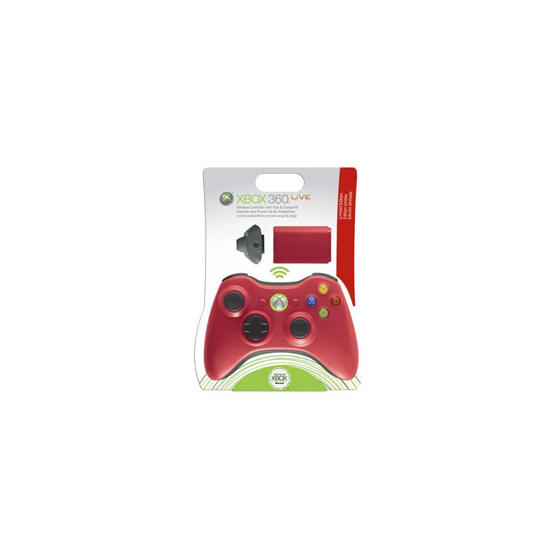 Xbox 360 Limited Edition Red Wireless Controller and Play & Charge Kit