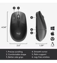 Logitech M190 Full size Wireless Mouse dimensions