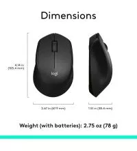 Logitech M330 Silent Wireless Mouse dimensions