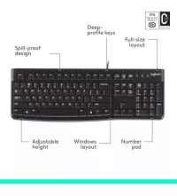 Logitech K120 Wired USB Full size Keyboard keys explained