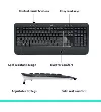 Logitech MK540 Advanced keyboard layout with button functions