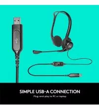 Logitech H960 Wired Headset with Noise Canceling Mic