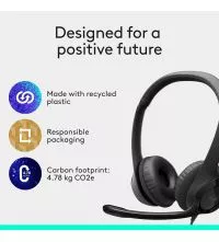 Logitech H390 USB Headset – Noise-Canceling Mic, recycled plastic